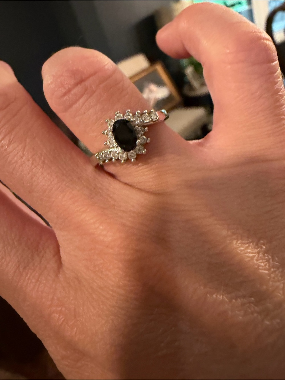 Black Teardrop Halo Ring - Women Jewelry
